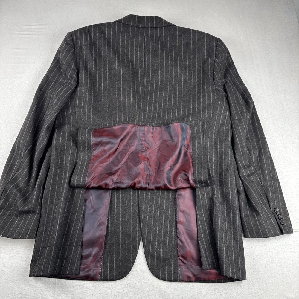 Banana Republic Wool Nylon Blend Chalkstripe Dark Gray Blazer 44R Peak Lapel - Picture 13 of 13